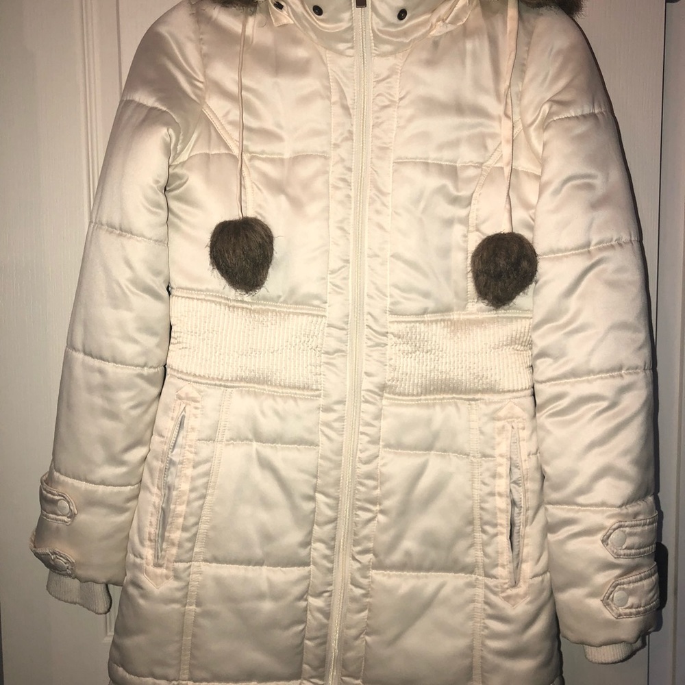 Above the knee winter jacket, off white